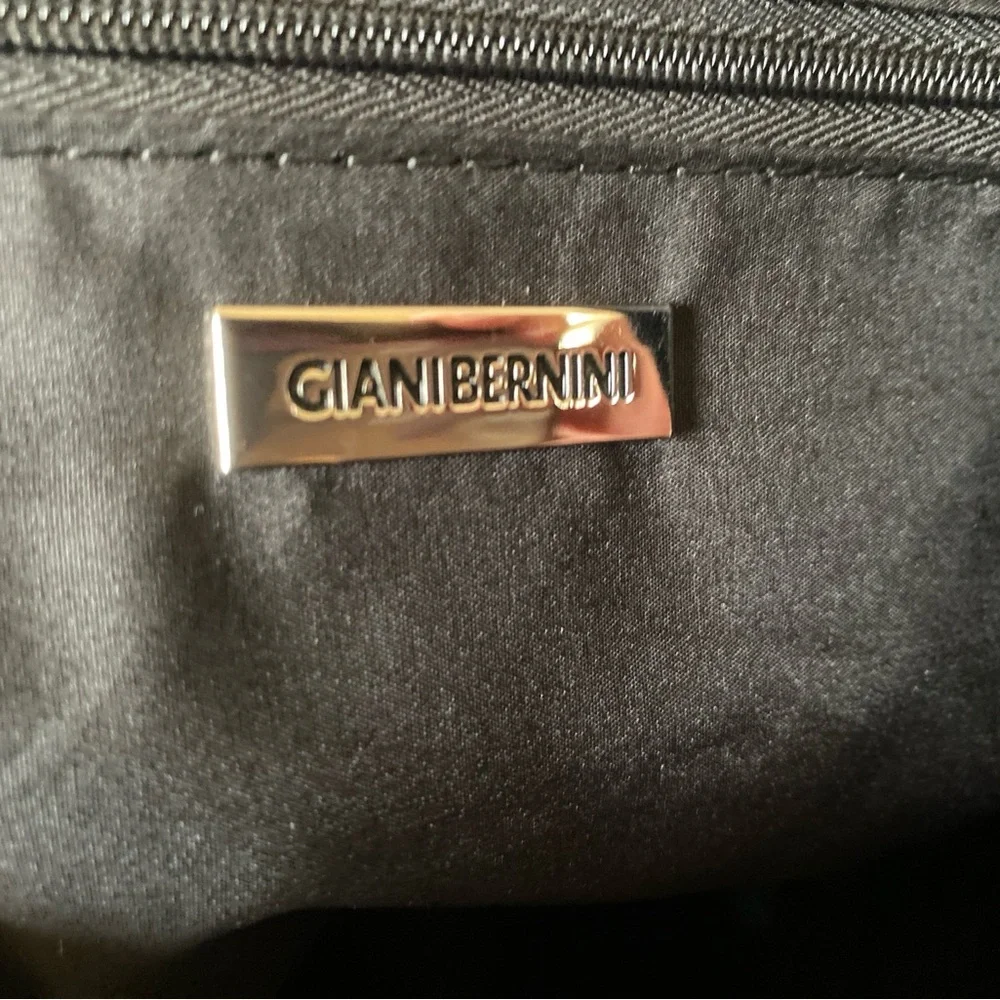 Giani Bernini Black and Tan Satchel with Dome Shape and Gold Hardware